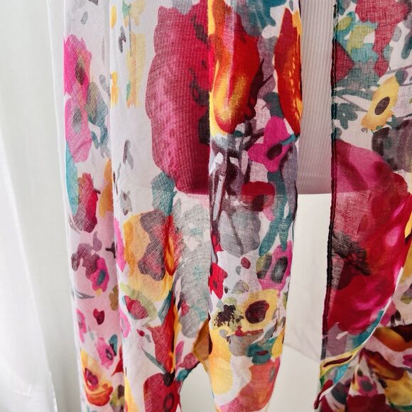 Beautiful Colorful Floral Super Soft Lightweight Flowy Womens Wrap - Picture 4 of 6